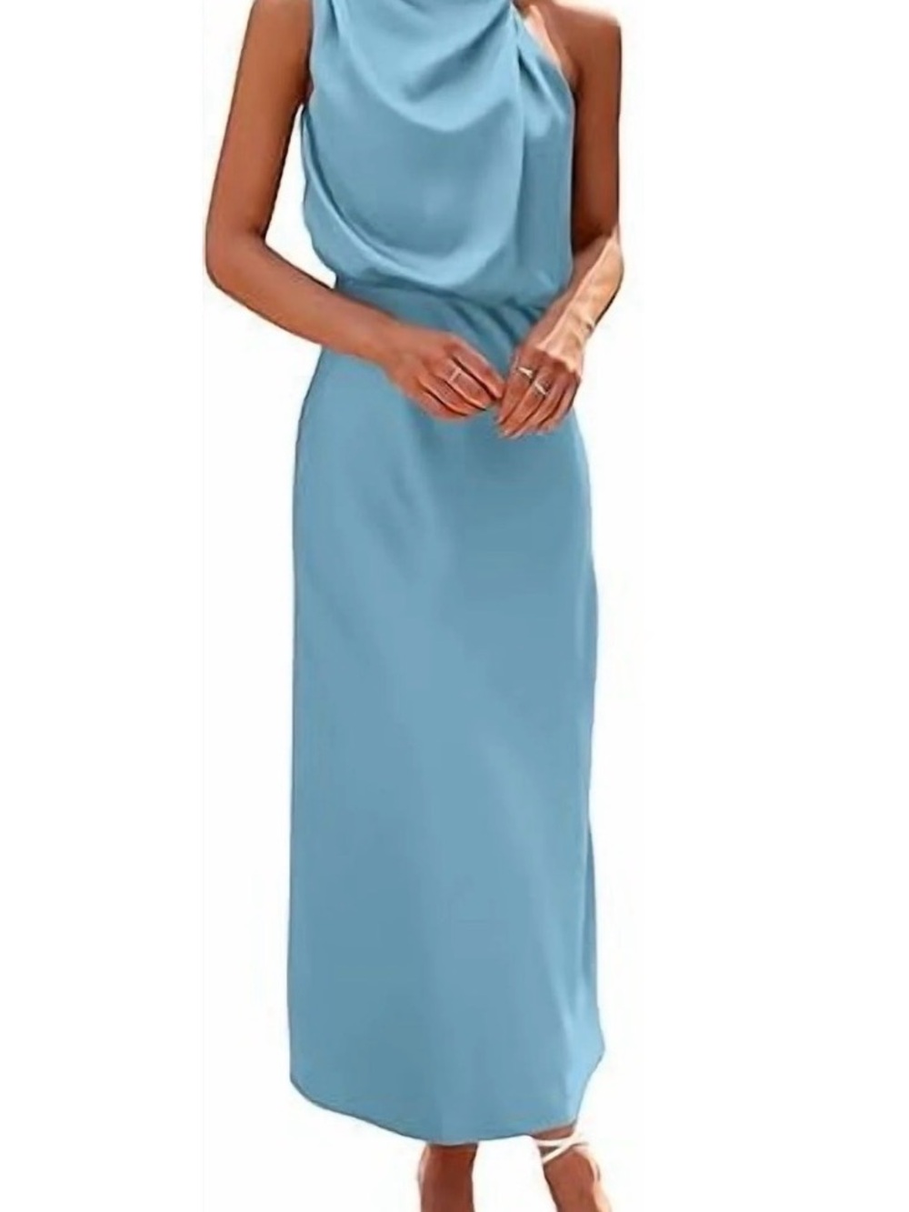 Cowl Neck Sleeveless Maxi Dress in Sky Blue